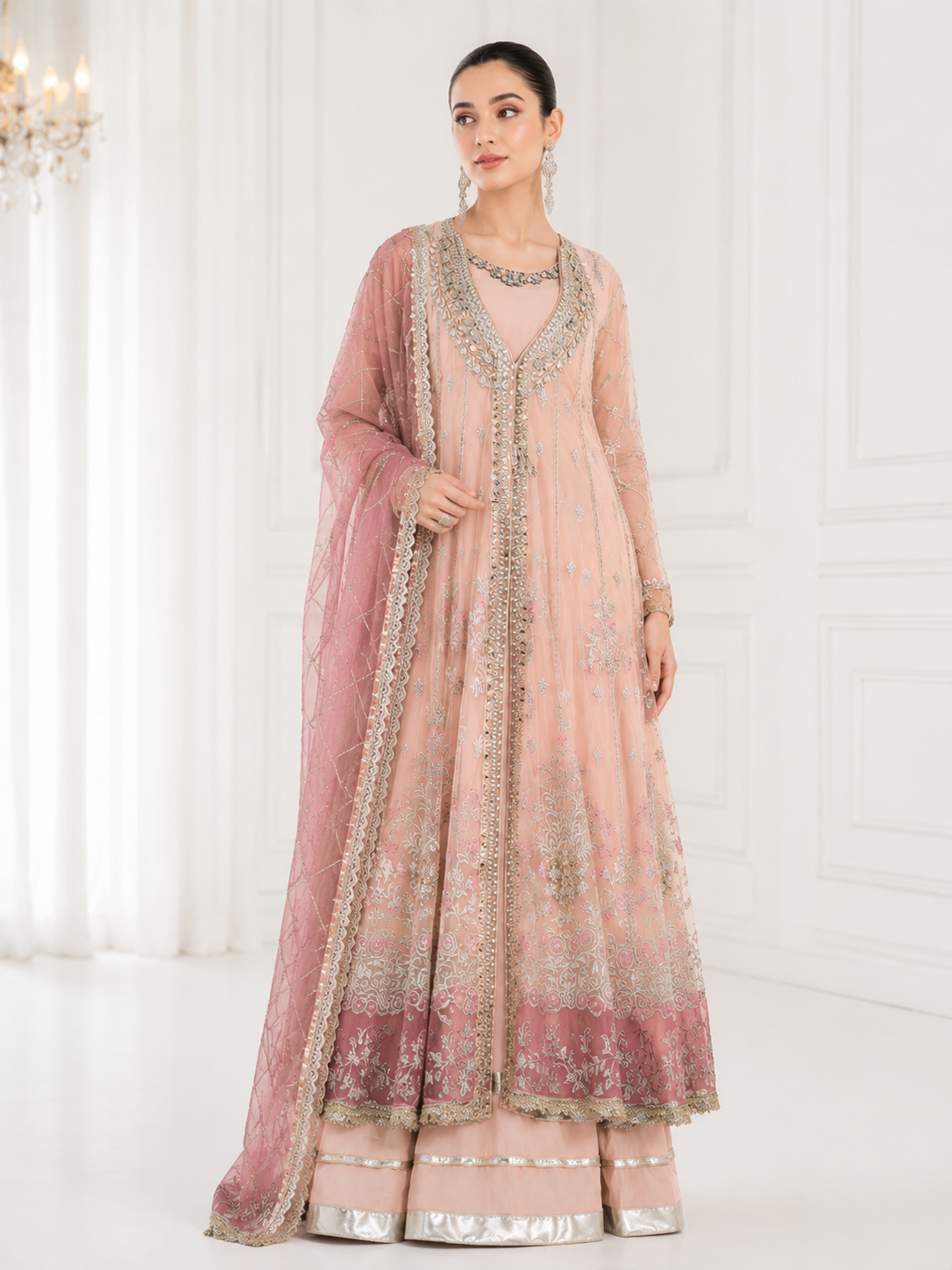 Wali Fashion Lavender Embroidered 3-Piece Suit