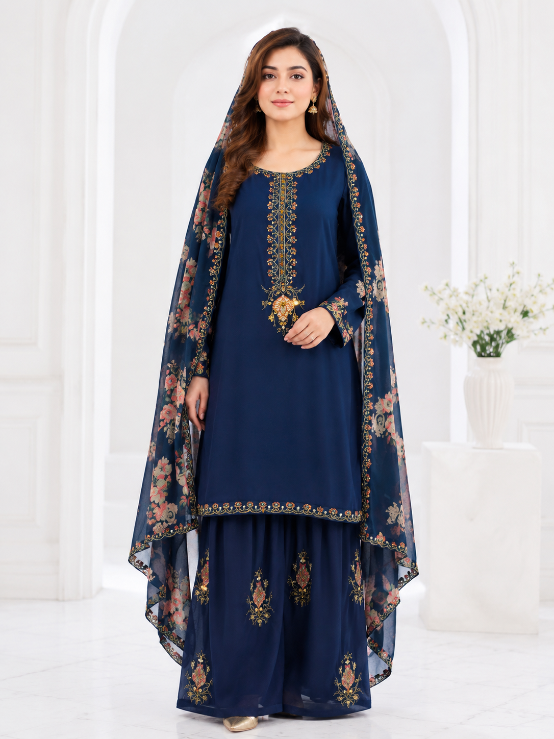 Wali Fashion Lavender Embroidered 3-Piece Suit