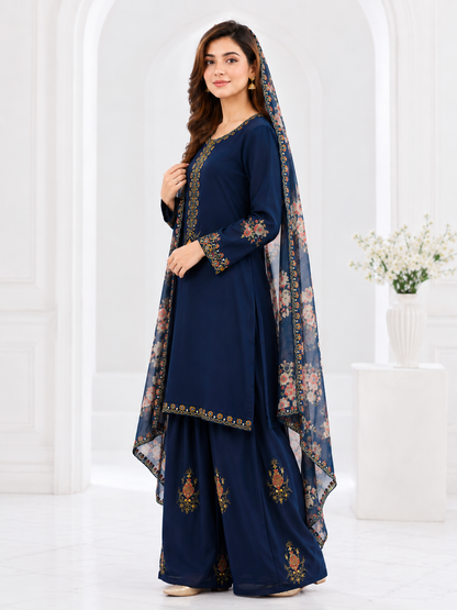 Wali Fashion Lavender Embroidered 3-Piece Suit