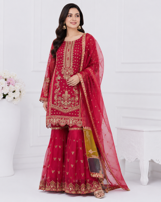 Wali Fashion Lavender Embroidered 3-Piece Suit