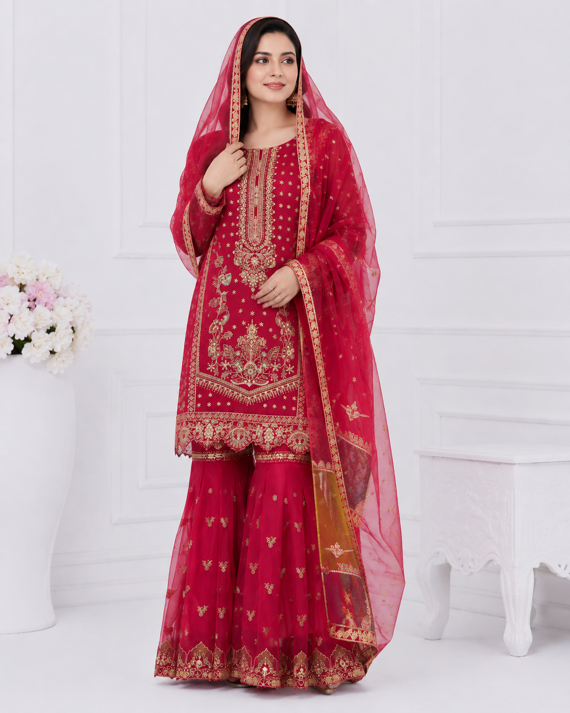 Wali Fashion Lavender Embroidered 3-Piece Suit