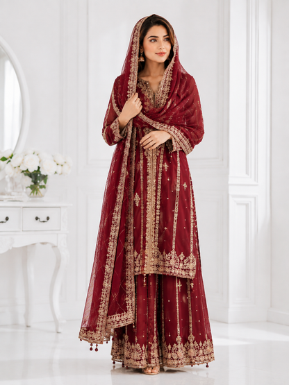 Wali Fashion Lavender Embroidered 3-Piece Suit
