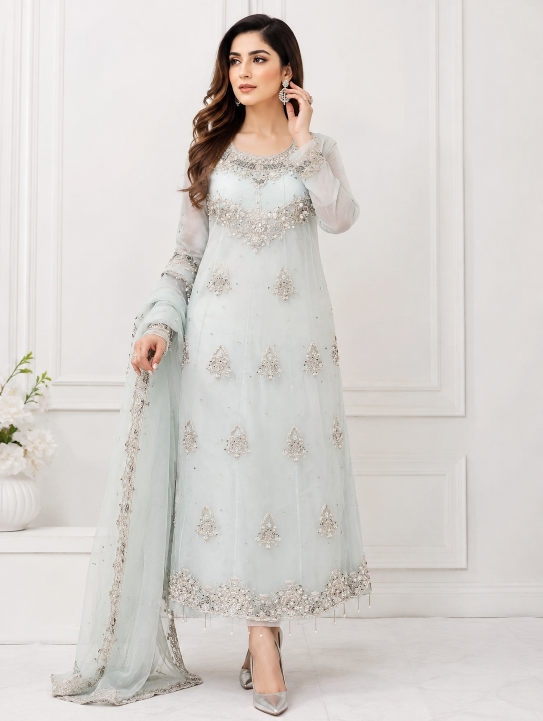 Maria B Lavender Embroidered 3-Piece Suit