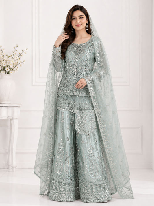 Wali Fashion Lavender Embroidered 3-Piece Suit