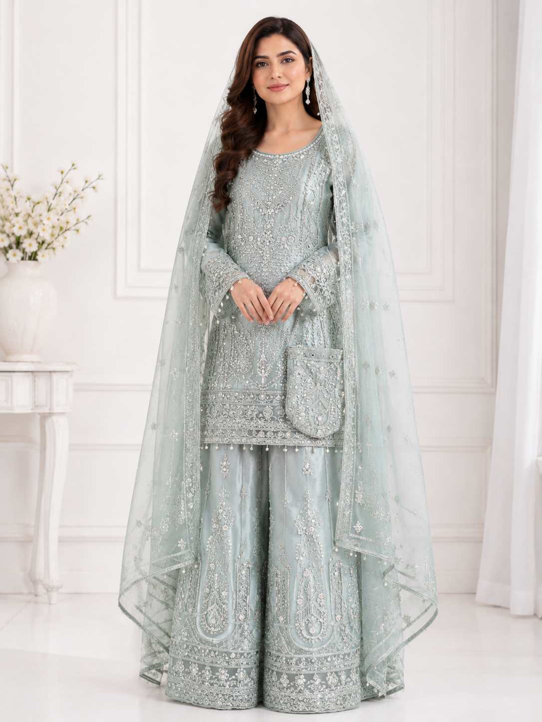 Wali Fashion Lavender Embroidered 3-Piece Suit