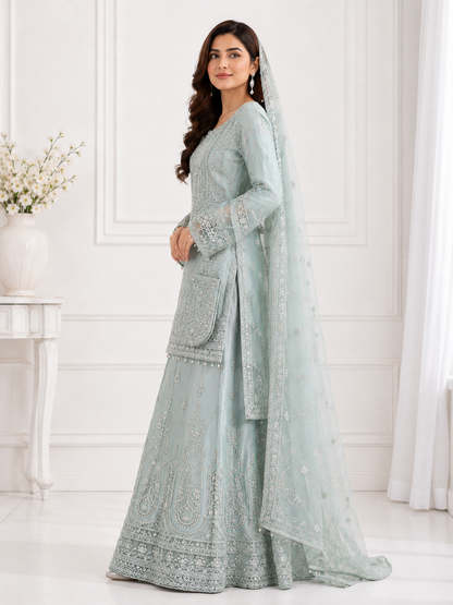 Wali Fashion Lavender Embroidered 3-Piece Suit