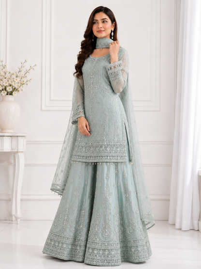 Wali Fashion Lavender Embroidered 3-Piece Suit