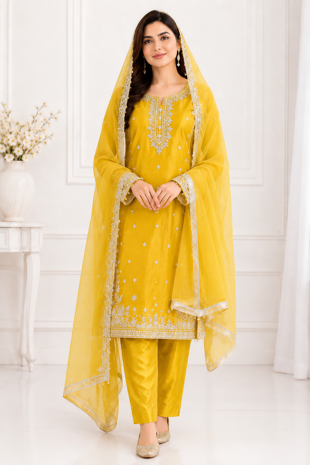 Wali Fashion Lavender Embroidered 3-Piece Suit
