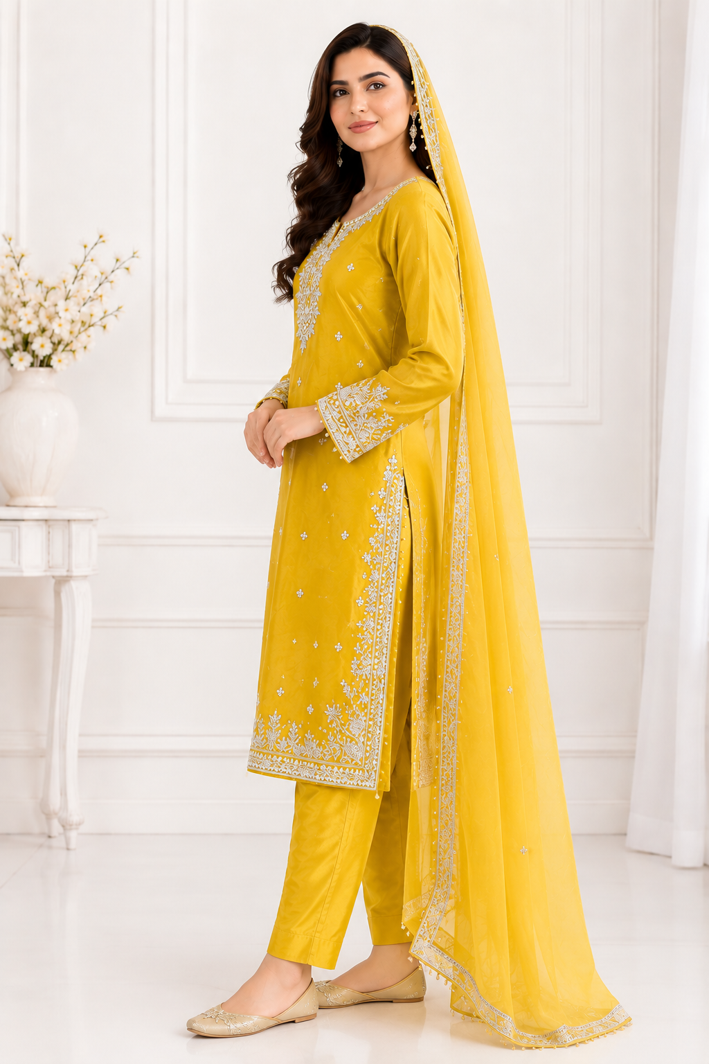 Wali Fashion Lavender Embroidered 3-Piece Suit