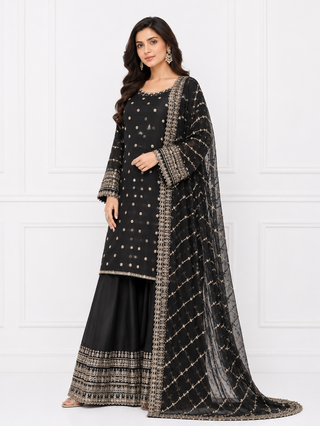 Wali Fashion Lavender Embroidered 3-Piece Suit