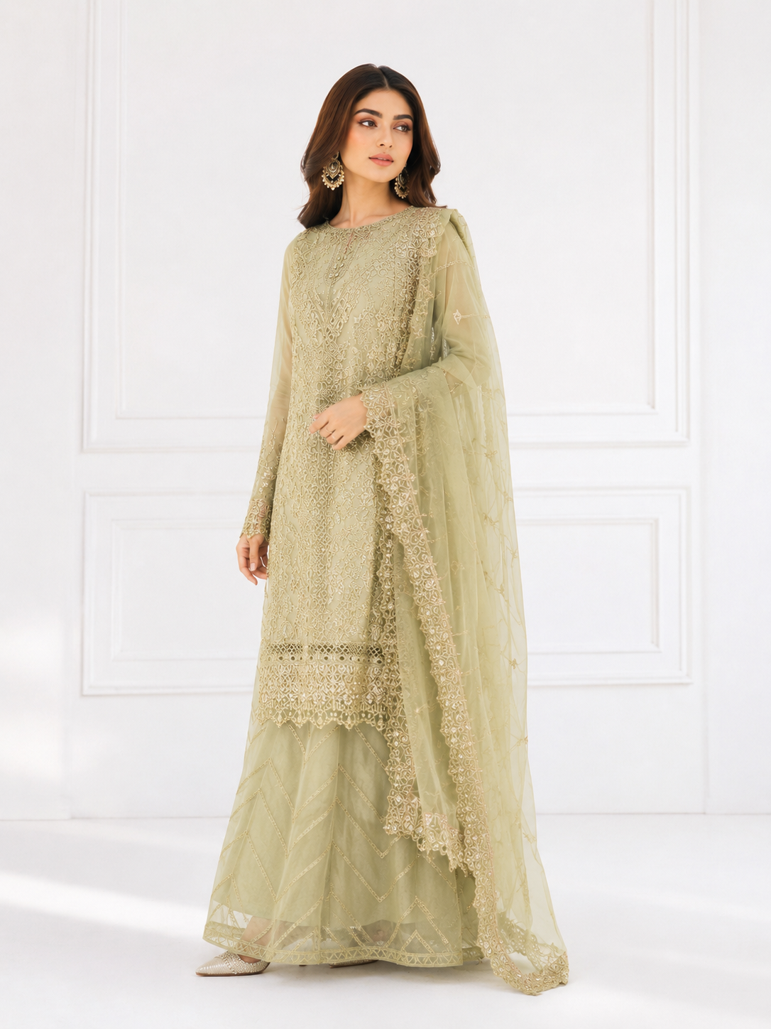 Wali Fashion Lavender Embroidered 3-Piece Suit