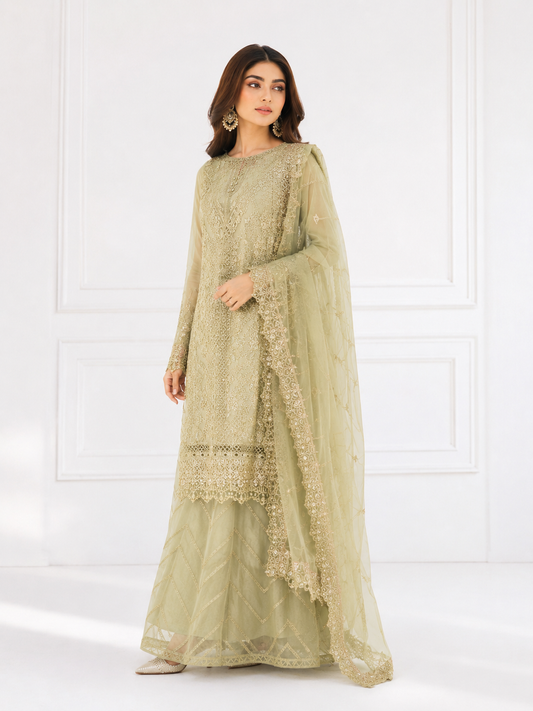Wali Fashion Lavender Embroidered 3-Piece Suit