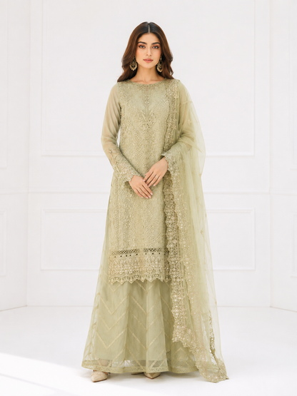 Wali Fashion Lavender Embroidered 3-Piece Suit