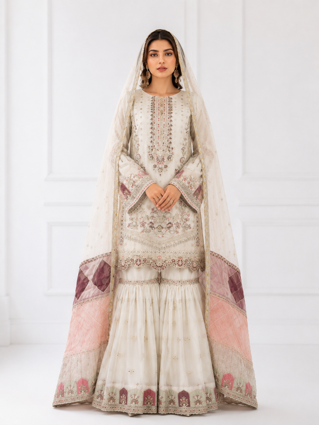 Wali Fashion Lavender Embroidered 3-Piece Suit