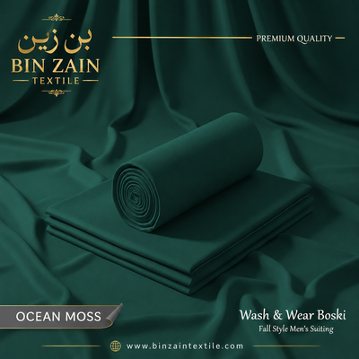 Premium Royal Boski Ocean Moss Men's Unstitched Wash & Wear Fabric - BIN ZAIN FABRIC Pakistan