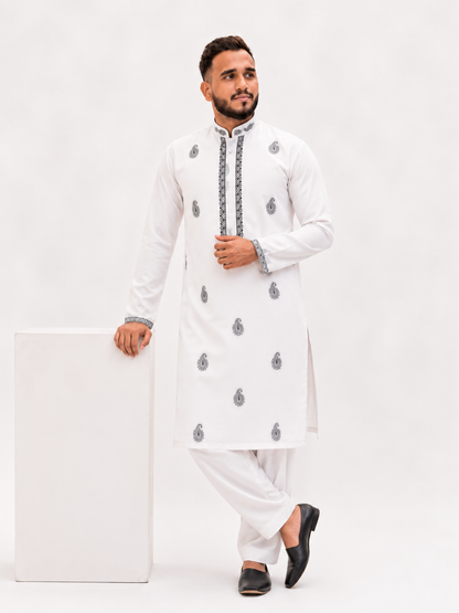 BIN ZAIN Signature Cotton White Kurta