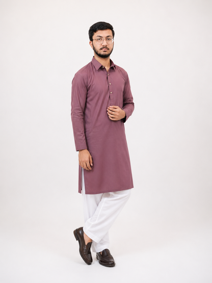 BIN ZAIN Signature Cotton Light Mahroon Kurta