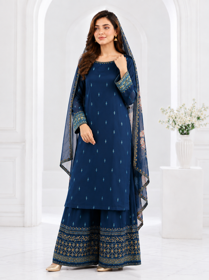 Zahra Rubab Lavender Embroidered 3-Piece Suit