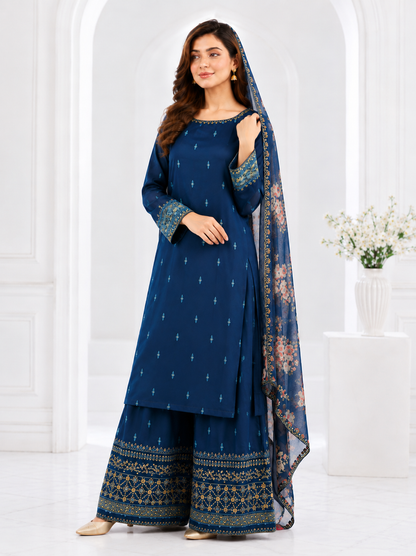 Zahra Rubab Lavender Embroidered 3-Piece Suit