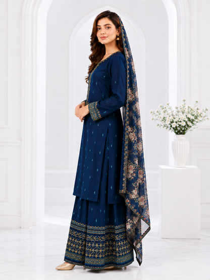 Zahra Rubab Lavender Embroidered 3-Piece Suit