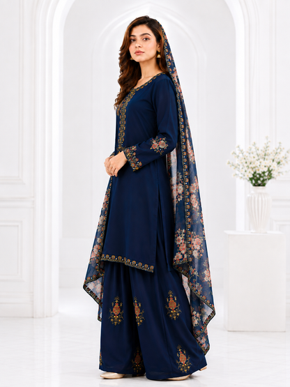 Wali Fashion Lavender Embroidered 3-Piece Suit