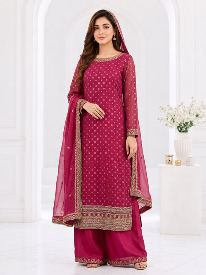 Zahra Rubab Lavender Embroidered 3-Piece Suit