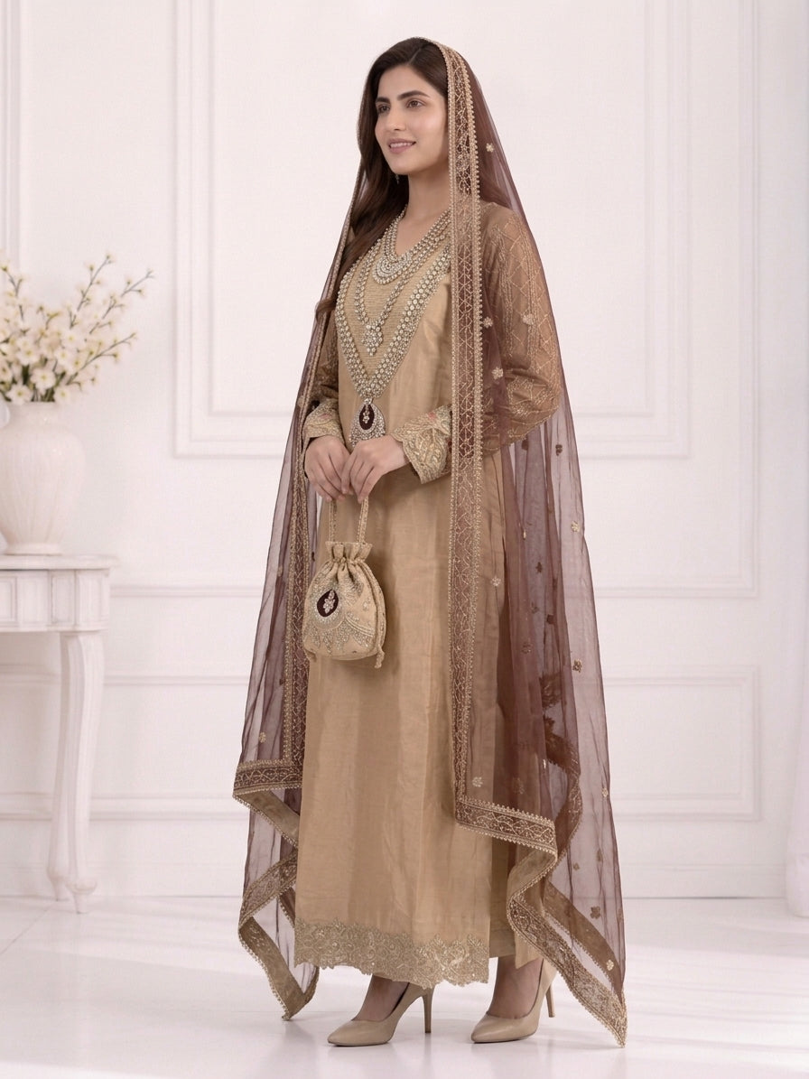Zahra Rubab Lavender Embroidered 3-Piece Suit