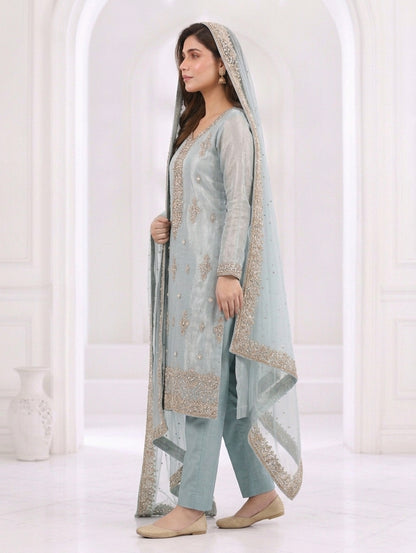 Zahra Rubab Lavender Embroidered 3-Piece Suit