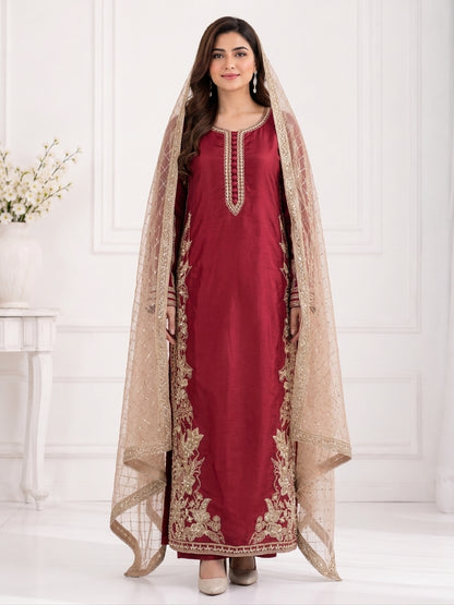 Zahra Rubab Lavender Embroidered 3-Piece Suit