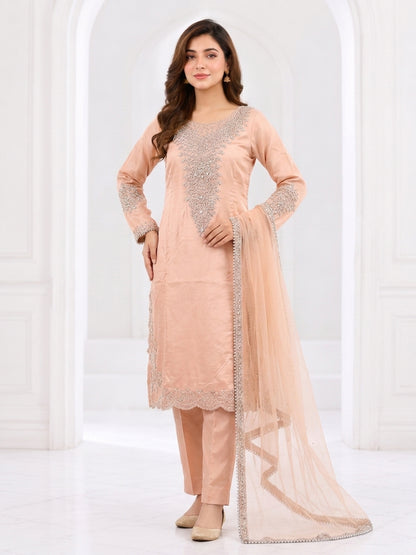 Zahra Rubab Lavender Embroidered 3-Piece Suit