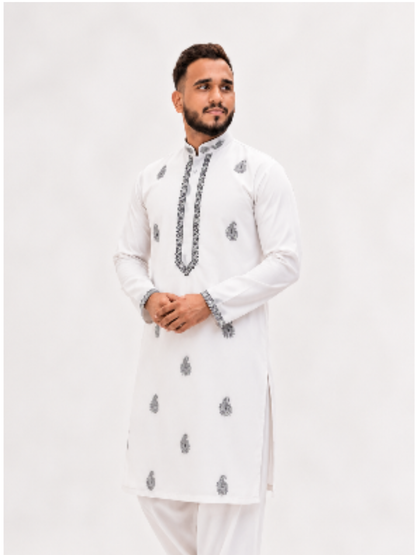 BIN ZAIN Signature Cotton White Kurta
