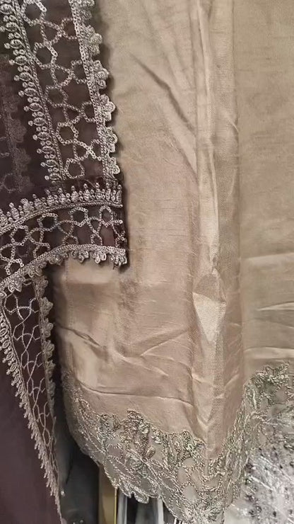 Zahra Rubab Lavender Embroidered 3-Piece Suit